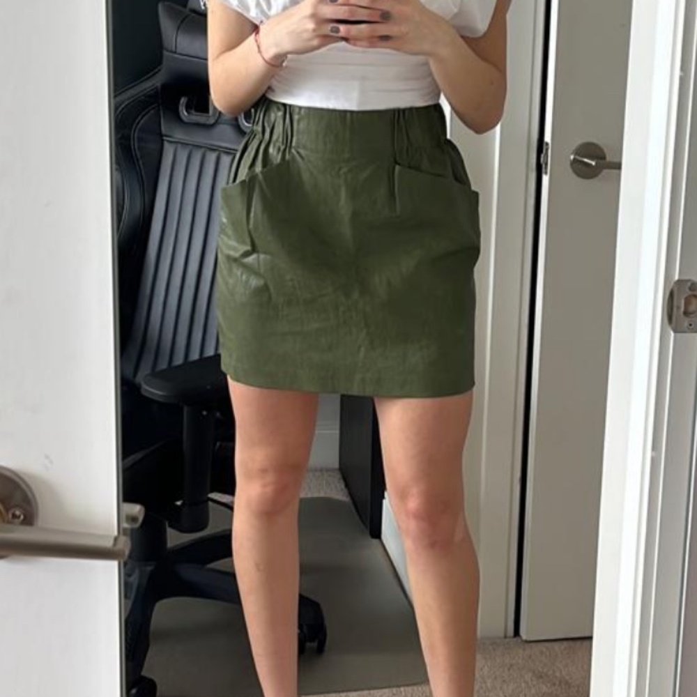 ZARA Women Vegan Olive Green Skirt XS